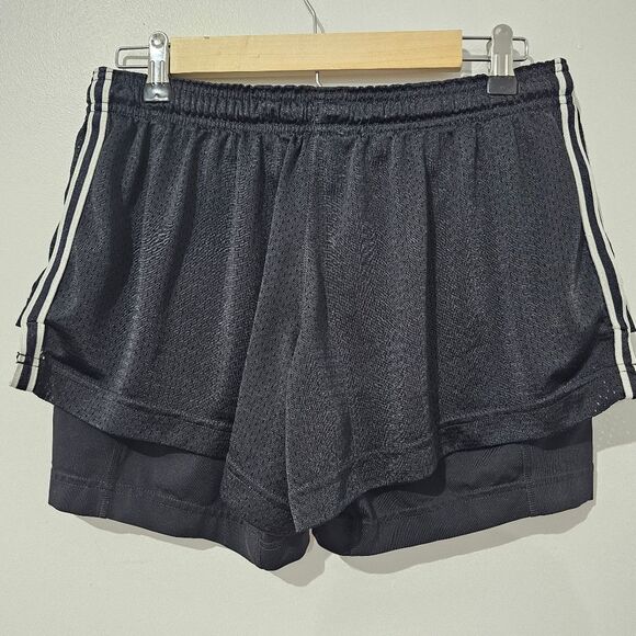 Nike - Shorts Layered Mesh Athletic Drawstring Waist - Size L - Black White - Picture 2 of 5